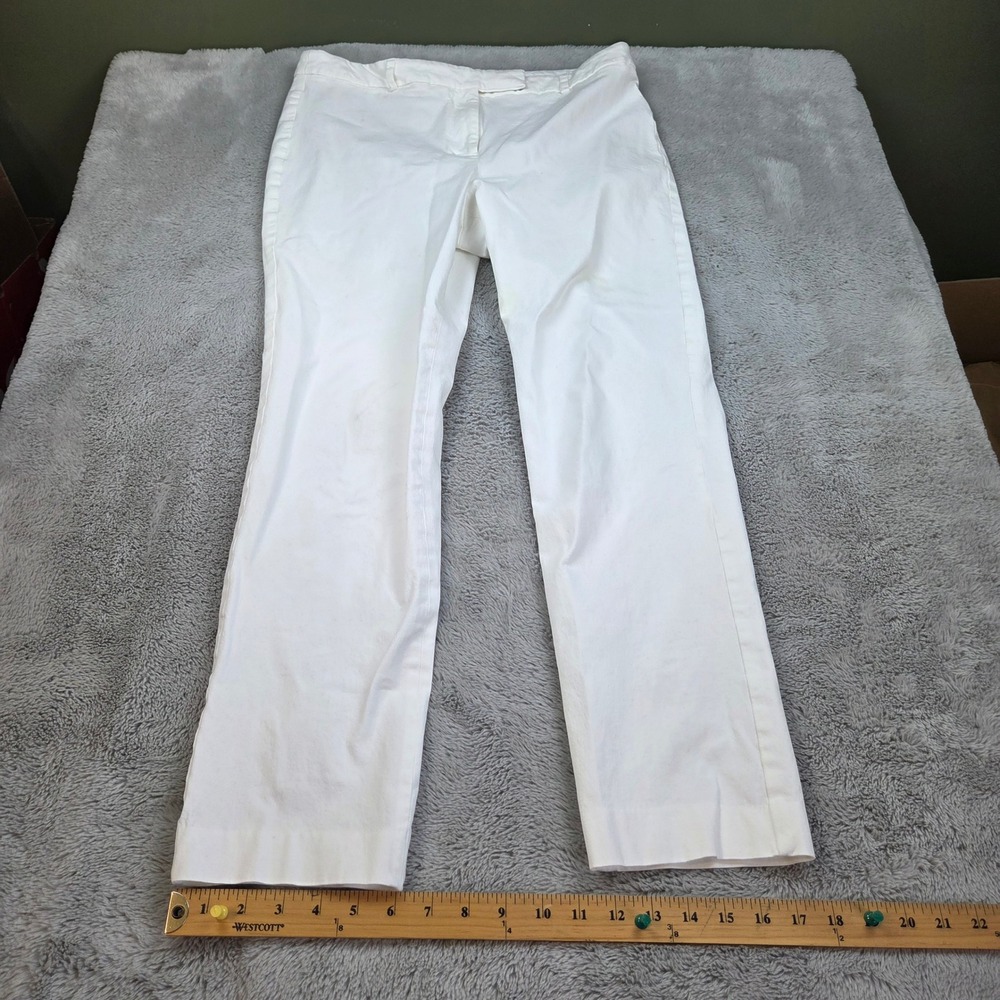 Talbots High-Waist Straight Pant Womens Sz 10 Stretch Cotton Rayon White Pants